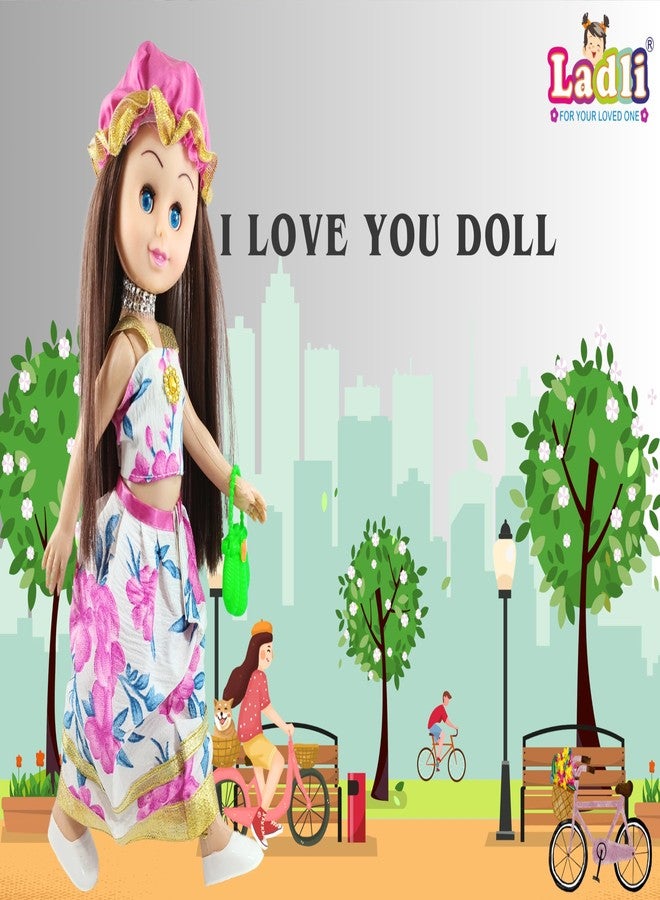 Ladli Blinking Eye Girl Doll Cool Dress Doll Toy for Kids 723 W&P I Love You (Multicolor) - Image 4